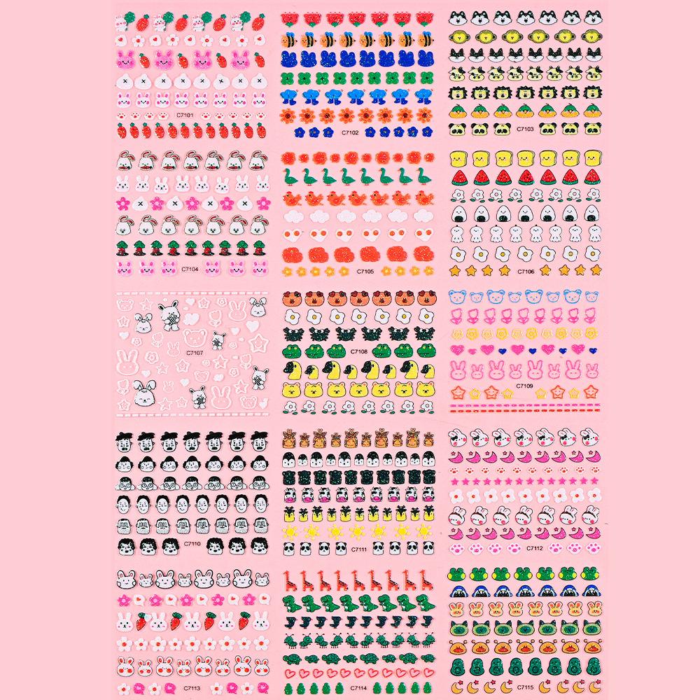 Glitter Rabbit Children'S Nail Stickers Cute Cartoon Piglet Kindergarten Children'S Reward Stickers Half Pack Set