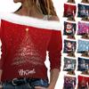 Women's Christmas Elements Christmas Print Long-sleeved Plush  Pullover Top