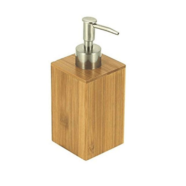 Bathroom Square Hand Pump Sanitizer Dispenser Liquid Bamboo Soap Dispenser