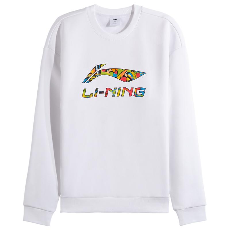 Li Ning Sweatshirts Unisex White Crew Neck Moderate AWDVH37-4
