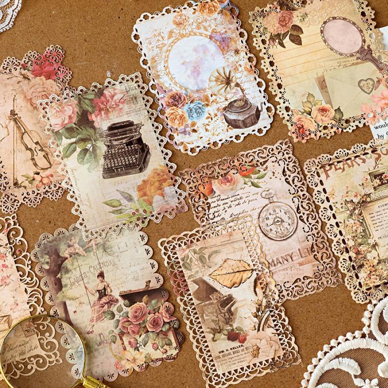 10 - Sheet Vintage Hollow Lace Decorative Paper, Intricate Lace Patterns for Hand Account Decoration and DIY Crafts