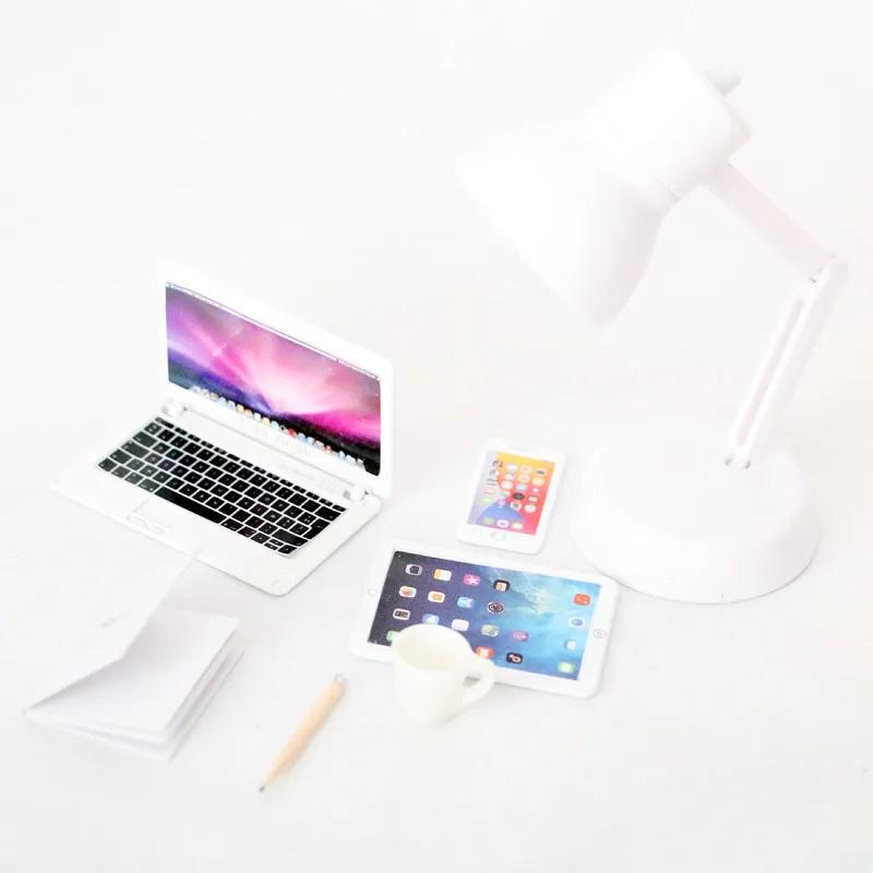 7 шт. Кукольный домик Миниатюрный Офисный Игровой Набор Мини Ноутбук Планшет Телефон Лампа Книга Кофейная Кружка Ручка Симуляция для Кукольного Домика