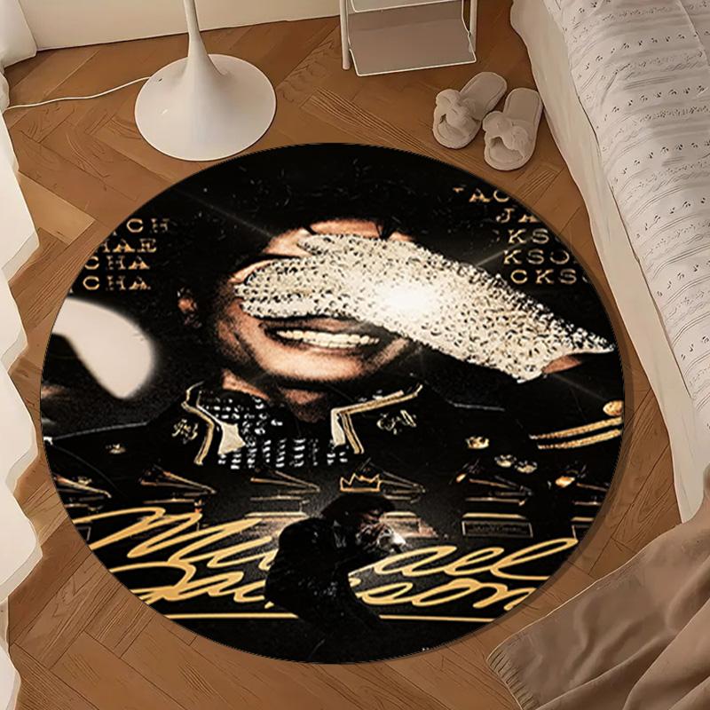 Michael Crowned Legacy Round Rug for Livingroom,Bedroom, Palyroom, Chair Rug, Area rug, Circle Carpet, Large Size Decor Fan Christmas gift