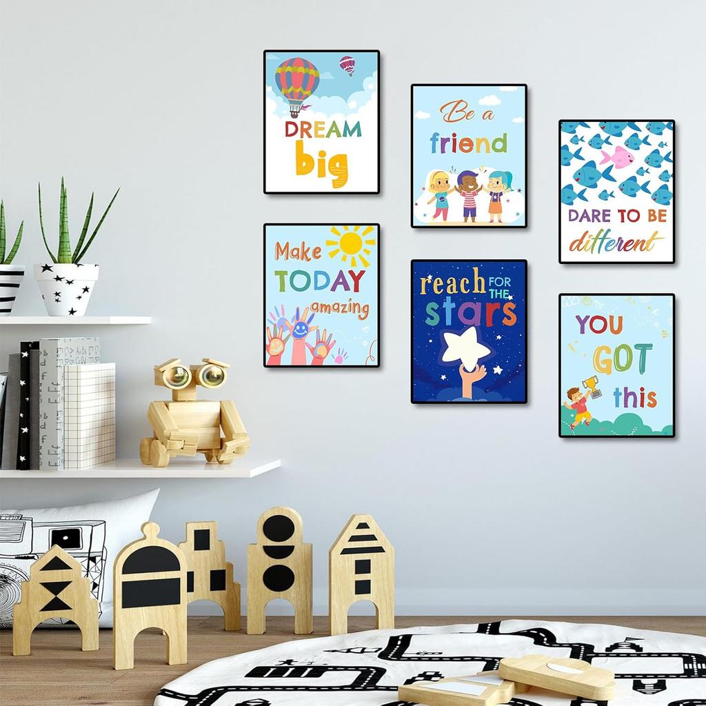 Phieoixs 6Pcs piring Quotes Classroom Decorations - Posters for Wall Decor for Pre School, Elementary and Middle School Themes, 8x10inch Unframed