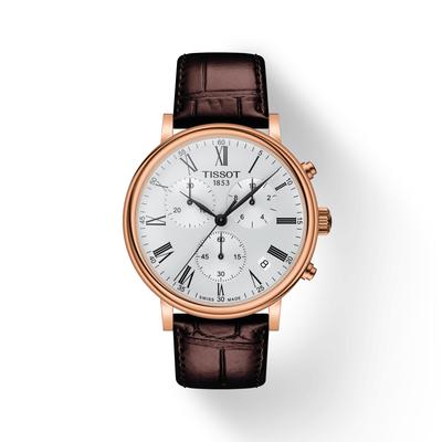 Мужские модные часы T122.417.36.033.00 с кожаным ремешком и серебристым циферблатом