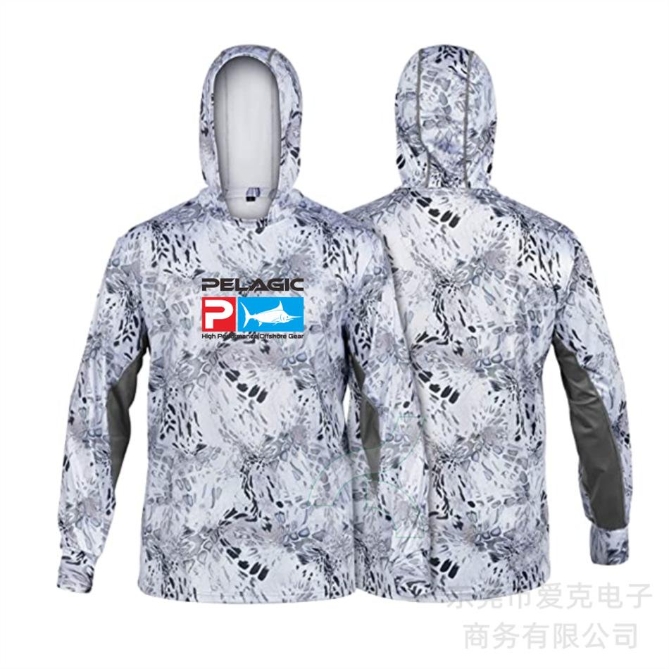 Pelagic fishing clothing summer camouflage sunscreen clothing breathable hooded fishing sportswear quick-drying T-shirt available