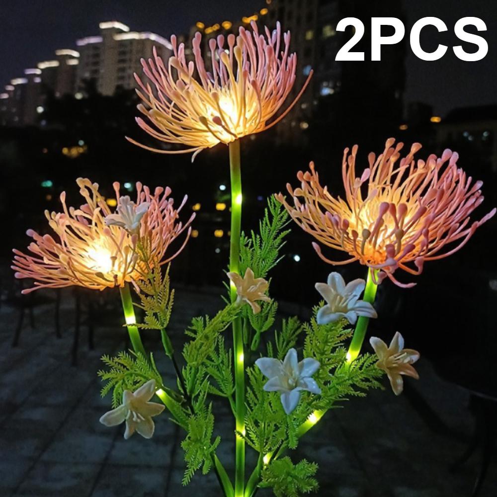Садовые светильники на солнечных батареях, светильники для цветов на солнечных батареях со светящимися цветами и стеблями, светодиодные светильники на солнечных батареях для садовых дорожек, террас, дворов, декора