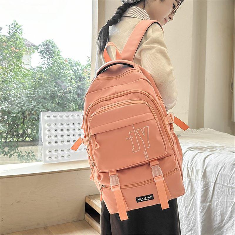 Школьный рюкзак для средней школы, женский рюкзак с буквенным принтом, большой вместимости, дорожный рюкзак
