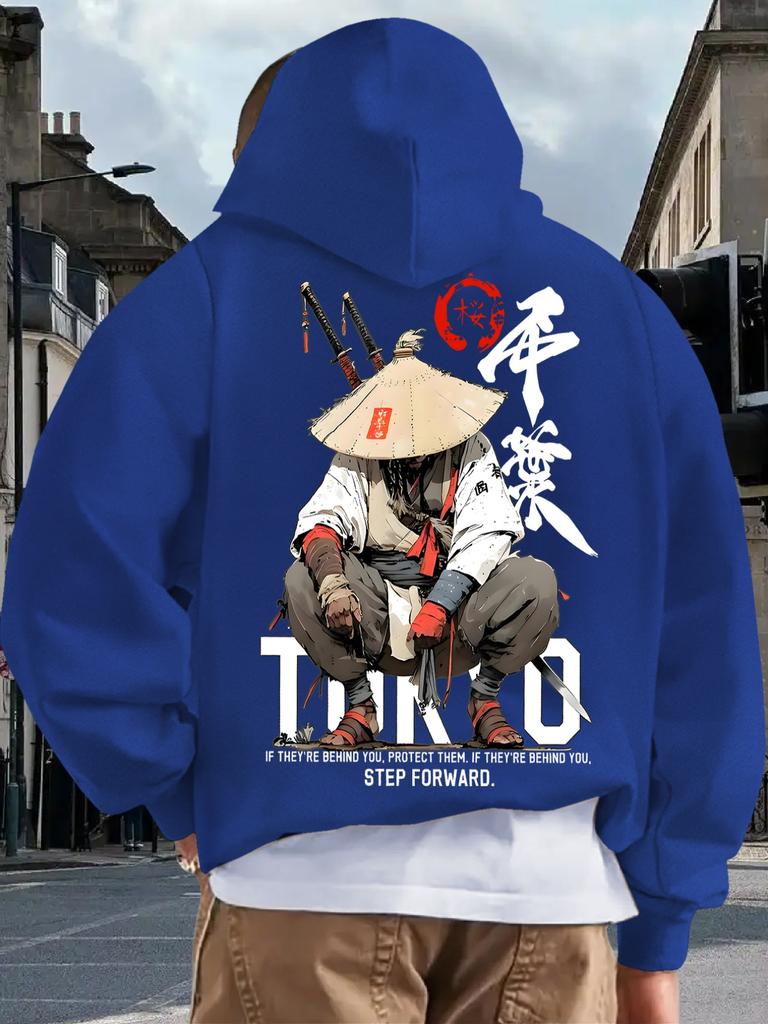 Новая Толстовка с капюшоном для взрослых мужчин, Японский дизайн, Принт, Искусство, Повседневная, Флис, Осень, Зима, Теплая, Свободная, Уличная, На каждый день, Для улицы