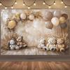 2D Flat Vintage Bear Banner Neutral Tones for Gender Neutral Baby Shower Background Cloth