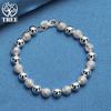 925 Sterling Silver Smooth Matte 8mm Bead Chain Bracelet Jewelry
