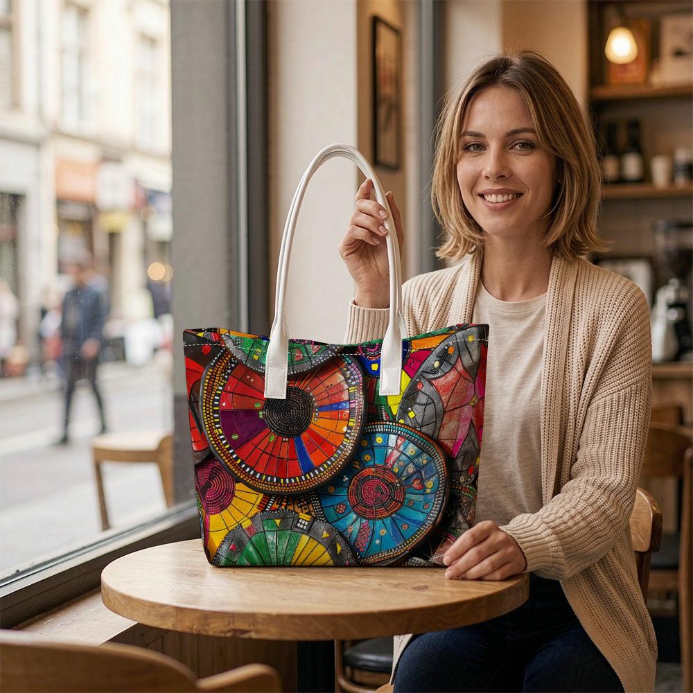 Bohemian Colorful Print Tote Bag Fashion Casual Large Capacity Daily Shoulder Handbag