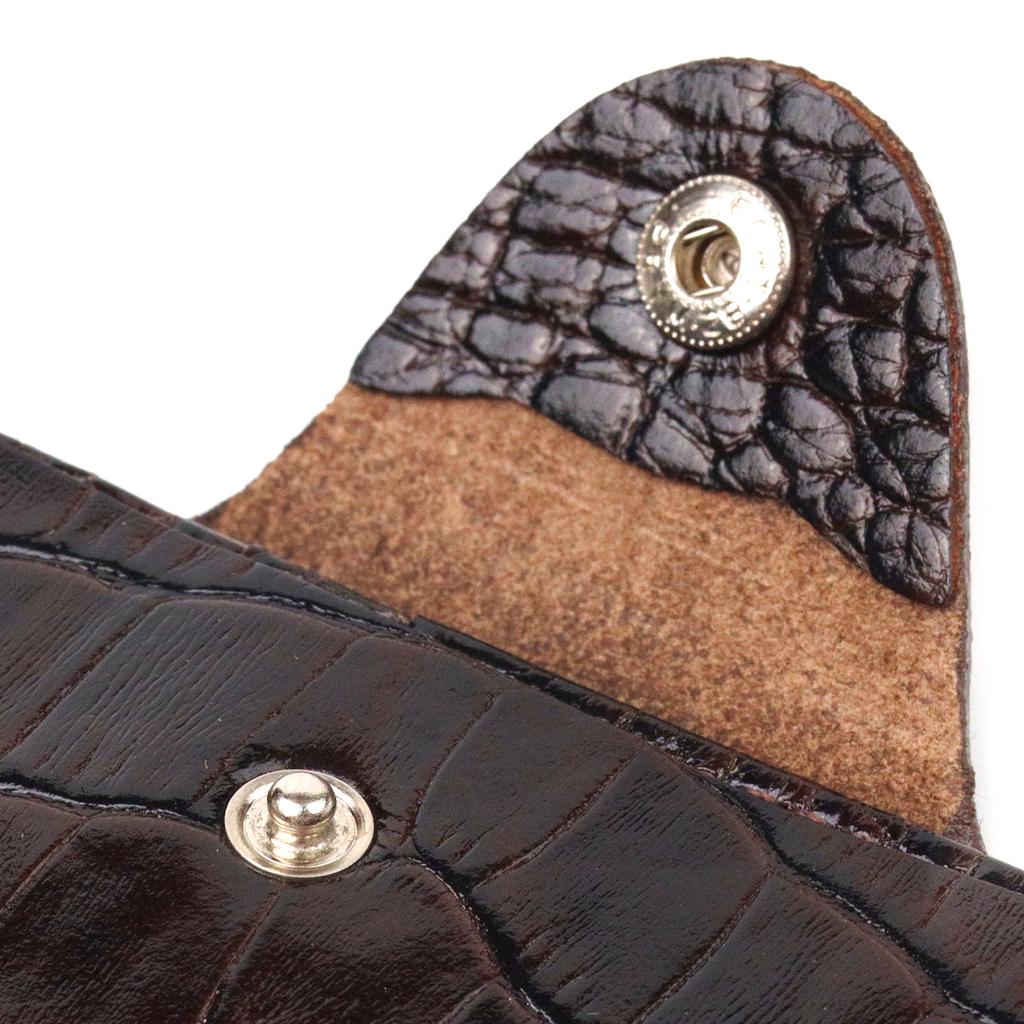 Практичное Мужское портмоне в два сложения из натуральной фактурной кожи с тиснением под крокодила CANPELLINI Purse 21578 Коричневое