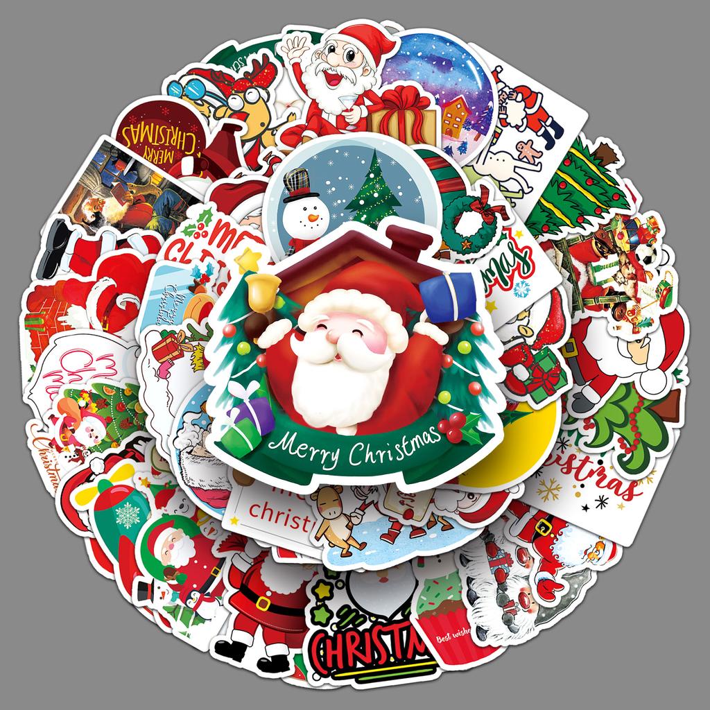 50 Christmas Graffiti, Cute Cartoon and Holiday Guka Luggage, Mobile Phone, Water Cup and Car Stickers