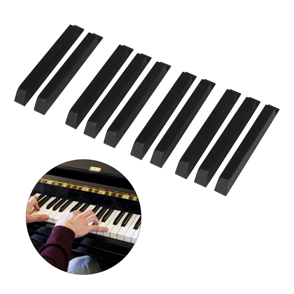 10Pcs Black Piano Key Replacement Plastic Piano Keytops Keys Flats Piano Repair Accessories Musical Instrument Part