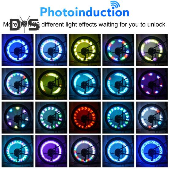 Solar Bike Spoke Lamp Light Motion Sensor Night Riding LED Safety Warning Light Bicycle Rim Wheel Decoration Tire Lamp Bike Accessories