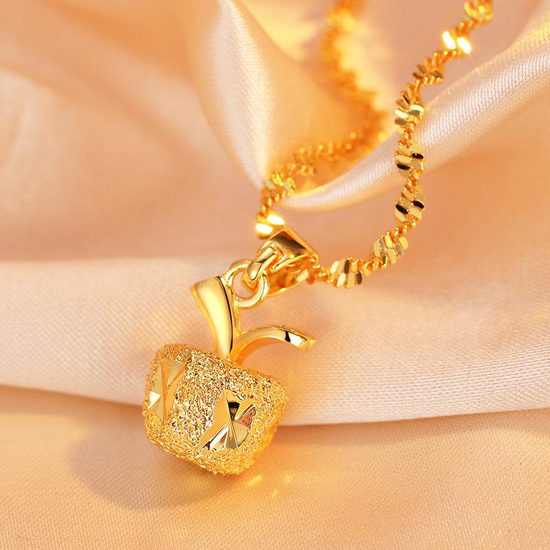 Подвеска в виде матового золота с яблоком, рождественские фрукты, украшения в канун Рождества, ожерелье с яблоком