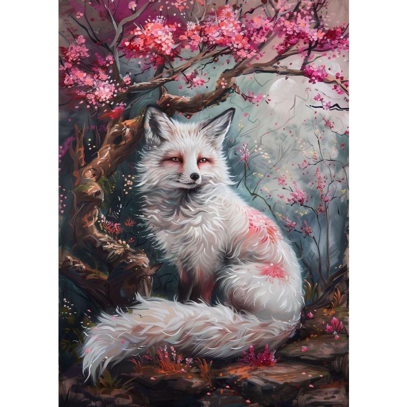 Sakura Fox Penguin Owl Eagle Raccoon Flamingo Poster Print Animal Canvas Painting for Living Room Home Decor