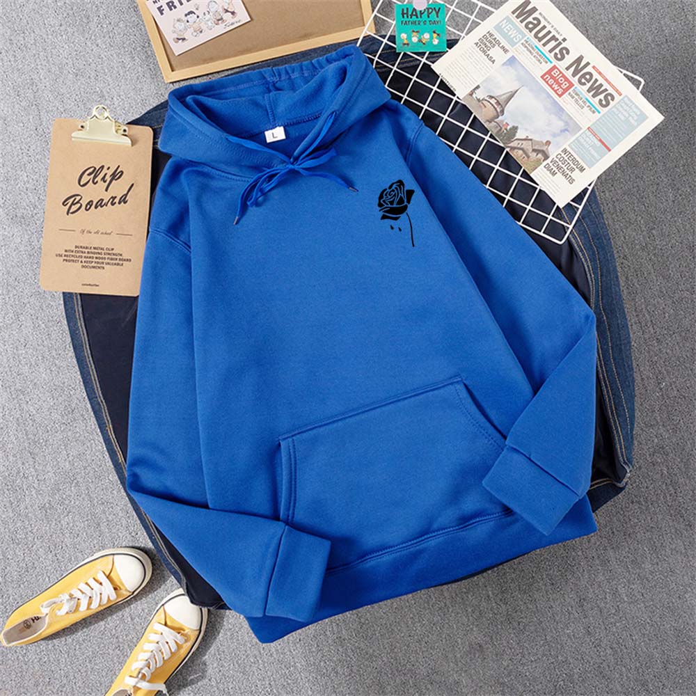 Толстовка с капюшоном с креативным узором Rose, женская, осенняя, свободная, новая, с капюшоном, с круглым вырезом, повседневная, с карманом, флисовая, женская