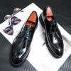 Glossy Leather Shoes Men's Summer British Youth Business Dress Shoes Platform Hairstylist Trendy Shoes Groom Wedding Shoes