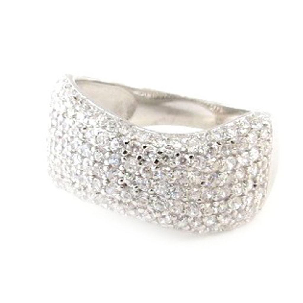 Серебряное кольцо "Богиня" белое серебро (родий) - 9 мм