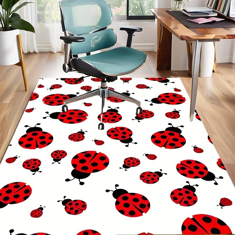 Crystal Velvet Seven Spots Ladybug Print Area Carpet Bedroom Living Room Home Decorative Floor Mat Anti-Slip Mat