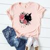 Футболка с цветочным котом, собакой, домашним животным, модная футболка, одежда 90-х годов, милый милый стиль, тренд, повседневная женская футболка с коротким рукавом и принтом, женская футболка с рисунком