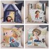 Super Soft Plush Pillow Case for Sofa Home Watercolor Cartoon Girl Cushion Cover Decor Fairy Tale World Lovely Child Pillowcase