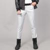 Men's Korean Style Slim Fit Motorcycle Leather Pants - Fleece-Lined, Skinny, Elastic, Spring/Autumn Trend