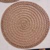 4 Pieces Durable Woven Natural Jute Place Mat Non-Slip Round Dish Mat Heat Insulation Wear-resistant Pot Mat Banquet
