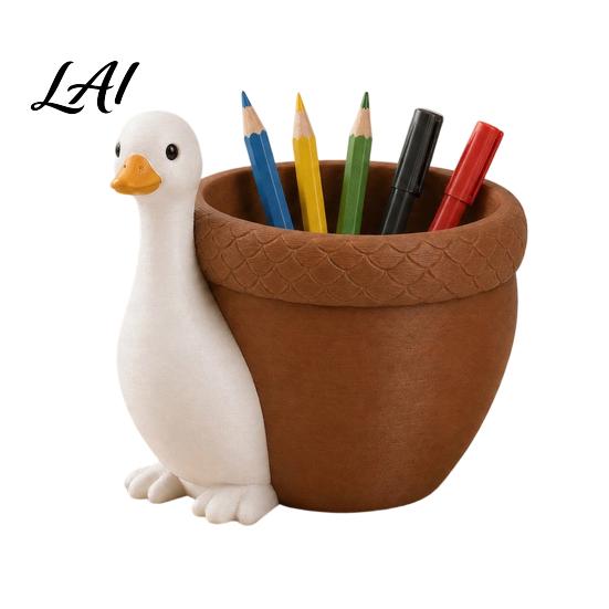 Student Desk Organizer Cute Goose Pen Holder Large Capacity Compact Size Container 3D Stationery Print PLA for Pens Paper Clips And Notes Holder