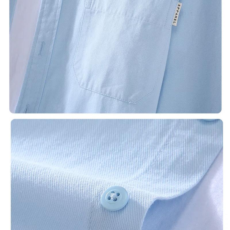 Повседневные мужские рубашки в японском стиле, весна-осень, мужские топы, повседневная однотонная рубашка с отложным воротником, рубашка из чистого хлопка на пуговицах