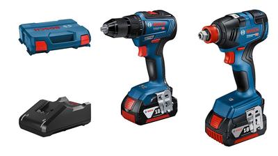 Bosch Professional Аккумуляторный ударный шуруповерт Ударный гайковерт Двойного назначения Аккумуляторный шуруповерт Дрель Комбинированный комплект GDX18V200GSRN Синий (GDX18V-200H) + (ГСР18В-55)