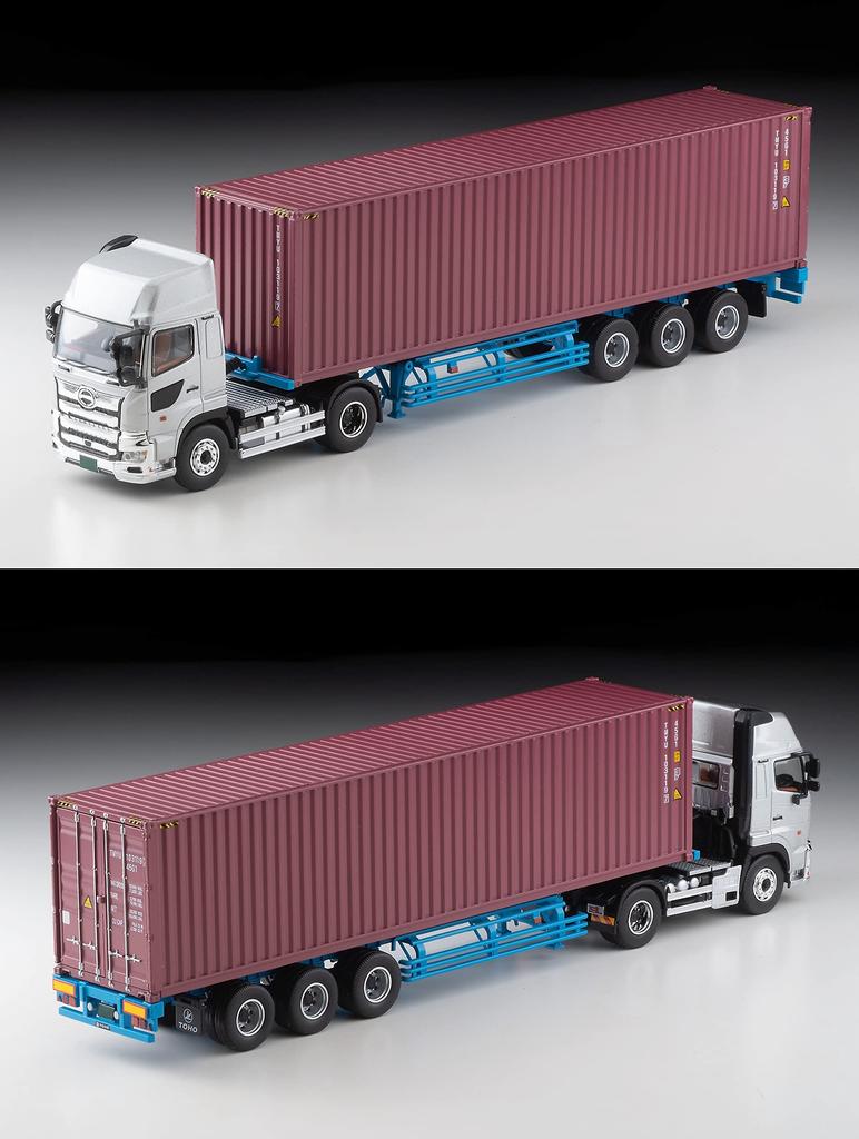 TOMYTEC Tomica Limited Vintage Neo Hino Profia 40ft Marine Container Trailer Toho Sharyo TC36H1C34 Silver Finished Product 1/64 LV-N292a