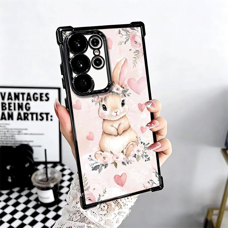 Милый мультяшный кролик с покрытием Чехол для телефона для Samsung Galaxy S24 S25 FE S26 Edge S23 Ultra S22 S21 Plus S20 Противоударный Airbag