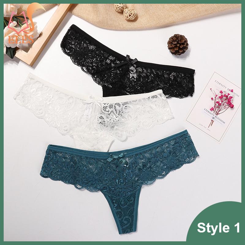 3 Pcs Woman Panties Sexy Lace Thong Underwear Lingerie Female T-back Temptation Low Waist G-string Pack