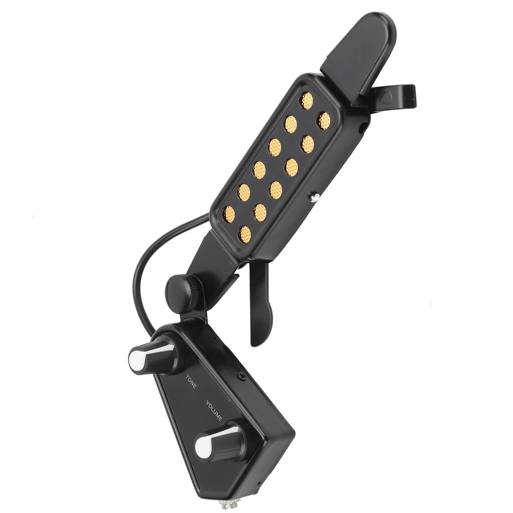 Акустическая гитара Электрический звукосниматель Клипса Звукосниматель для резонаторного отверстия Предусилитель с регулятором громкости(черный )
