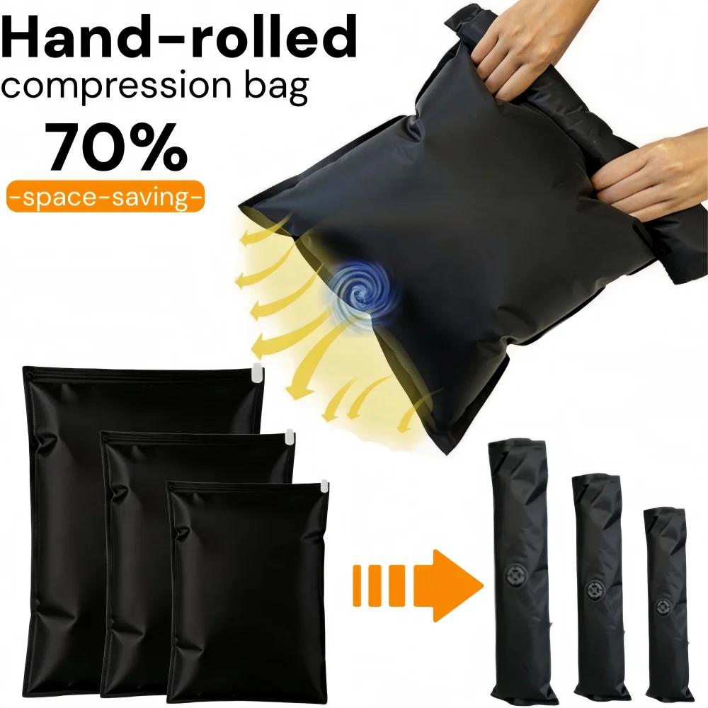 Travel Hand Roll Vacuum Bags Reusable Waterproof Vacuum Compression Bag Space Saver Portable Luggage Storage Bag for Travel