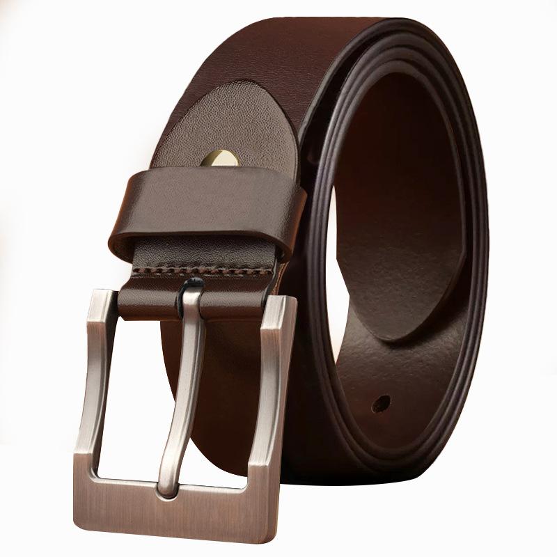 Ретро ремень из коровьей кожи Мужской ремень с пряжкой-штифтом Повседневный деловой Трендовый мужской простой кожаный ремень
