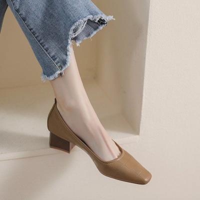 Женские туфли на толстом каблуке Fairy с нежным мелким носком и квадратной головкой на высоком каблуке