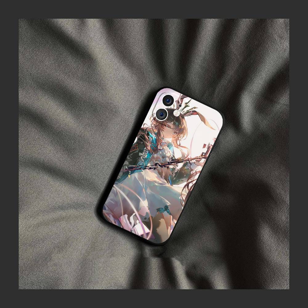 Анимированный персонаж игры Arknights Амия Чехол для телефона iPhone 17 Air 16 15 14 13 Pro Max 11 12 Черный силиконовый чехол