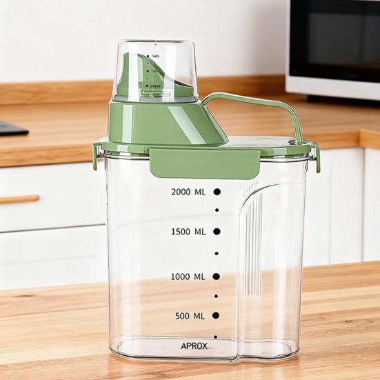 Контейнер для хранения риса, герметичный дозатор для круп с носиком для наливания и крышкой с мерным стаканчиком, пластиковый контейнер для организации хранения сухих продуктов и муки на кухне.