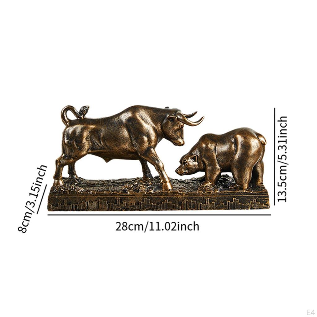 Скульптура животного быка и медведя, настольная витрина, коллекция фэн-шуй 11x3x5.3 дюймов для жилого пространства