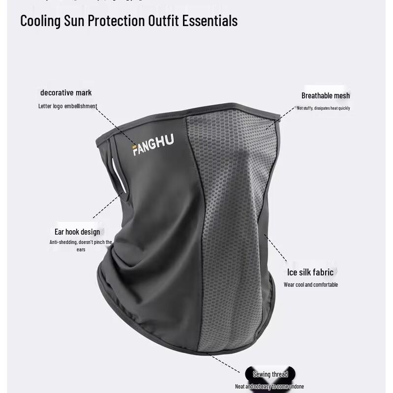 Summer Ice Silk Ear-Hanging Sunscreen Mask - Breathable Full Face Cover with UV Neck Protection for Men and Women
