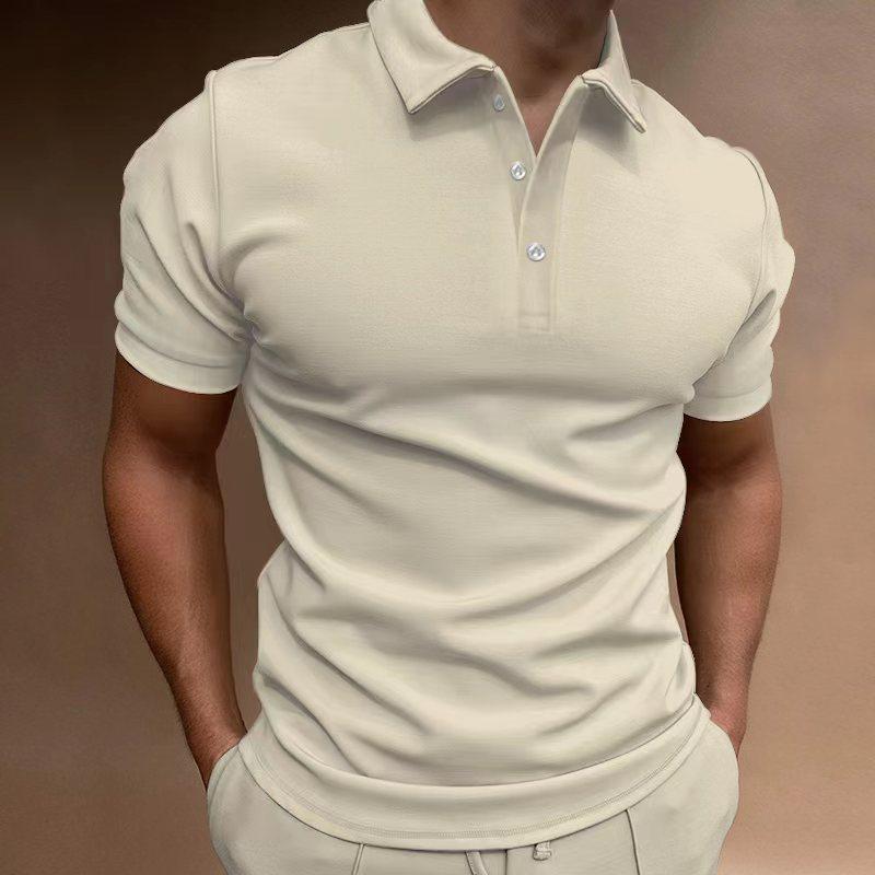 2025 Summer European & American Men's Polo Short-Sleeve Button Shirt