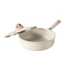 CAROTE Deep Frying Pan with Lid, 22cm, Induction & Gas Compatible, Free of PFOA and Other Harmful Substances, Marble Coat, Smooth, Non-Stick, Easy To