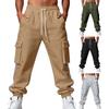 Men Winter Jogger Pants Drawstring Waist Gym Sweatpants Thickened Warm Cargo Pants Baggy Track Pants for Jogging Running Workout