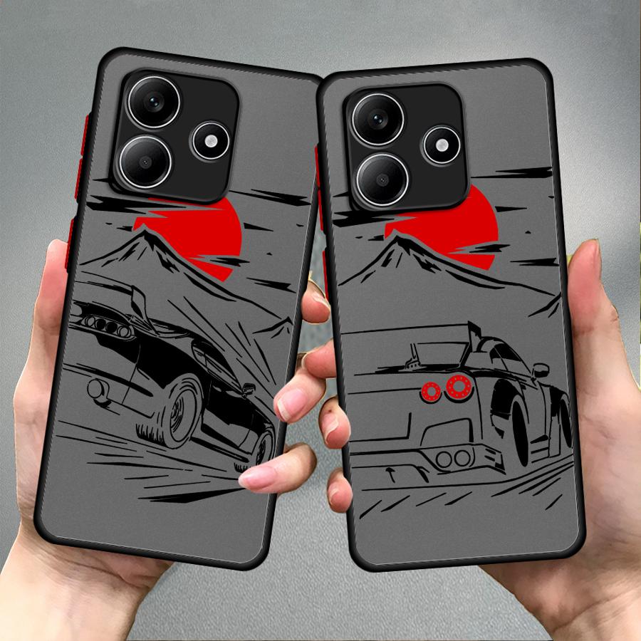 Мультяшный закат Автомобиль Чехол Задняя крышка телефона для Xiaomi Redmi Note 14 14C 10 13 Pro Plus 12 11 A4 13C 9S