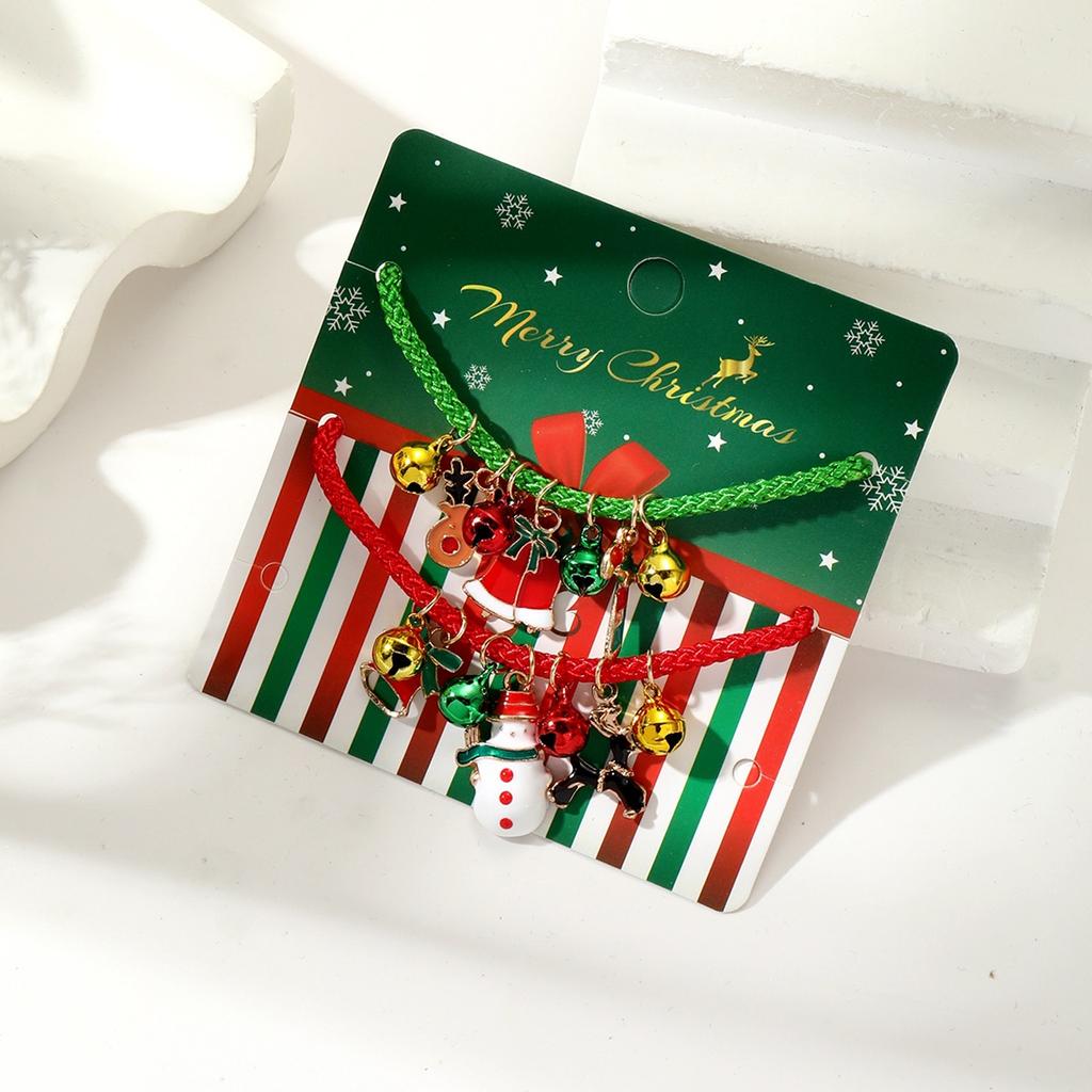 Рождественский браслет с колокольчиком лося для пары, регулируемый браслет с мультяшной масляной каплей в виде трости Санты