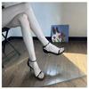 One-word with Waterproof Table Sandals Women's 2024 Summer New Sexy Catwalk Small Size Stiletto Open-toed High Heels